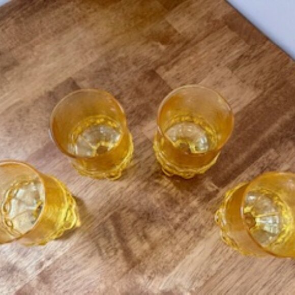 Tiffin Franciscan Madeira Cornsilk Yellow Small Goblets Set of 4 Vintage Texture - Picture 5 of 6